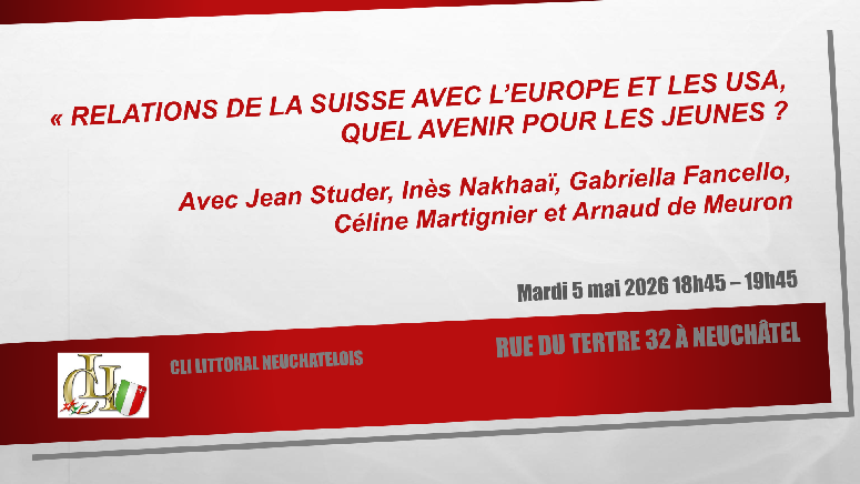 5 maggio 2026 – Apéro rencontre a Neuchâtel con Jean Studer