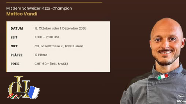 13 ottobre 2026 – Corso di pizza a Lucerna con il campione svizzero Matteo Vandi